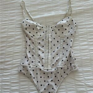 Free people mesh polka dot bodysuit